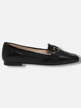 Pollini Women's Black Patent Leather Square-Toe Loafers Shoes Size EU:35 US:5